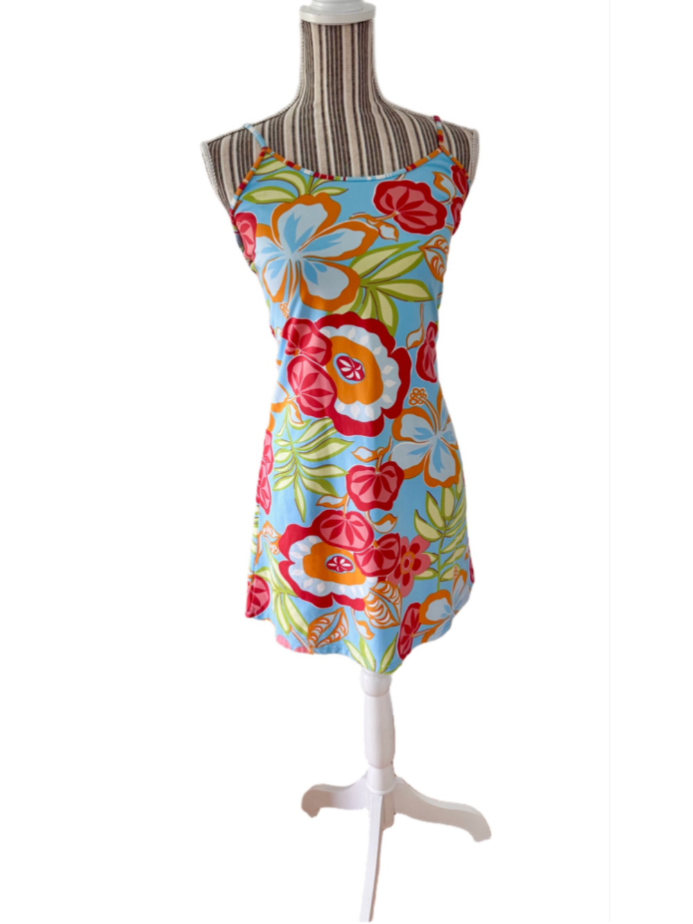 Women's Gold Coast Blue Red Floral Swim Coverup S